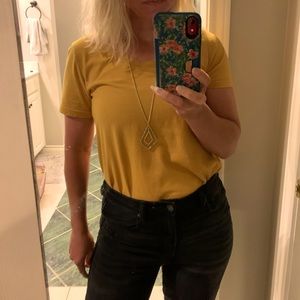Mustard V-neck Casual Tee